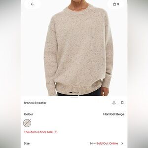Aritzia Wilfred Free knit crewneck Bronco Sweater, Marl Oat Beige